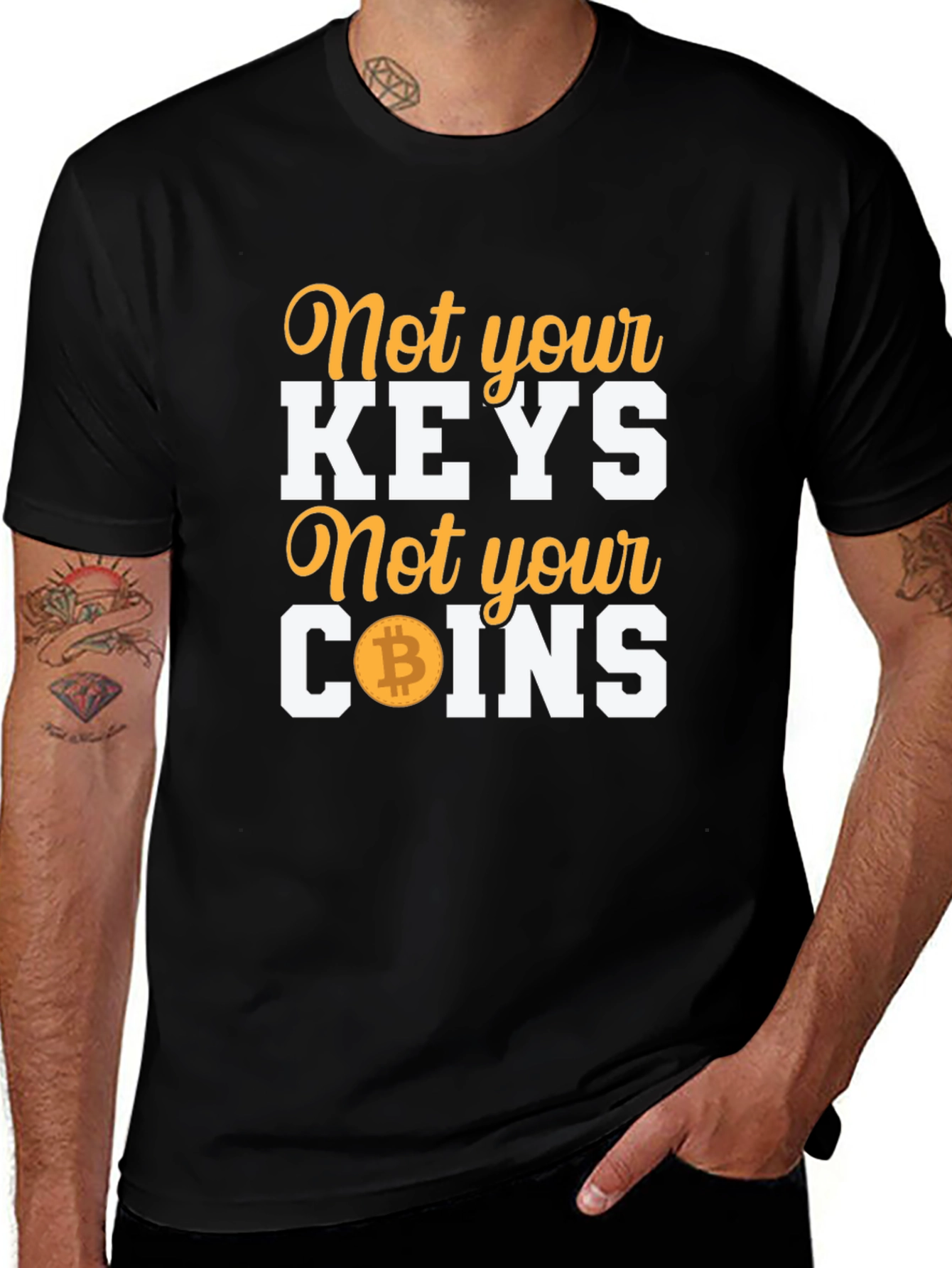 Not Your Keys Not Your Coins Bitcoin Crypto Black T-Shirt