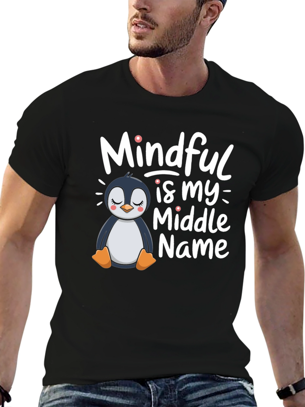 Mindful Is My Middle Name Penguin T-Shirt