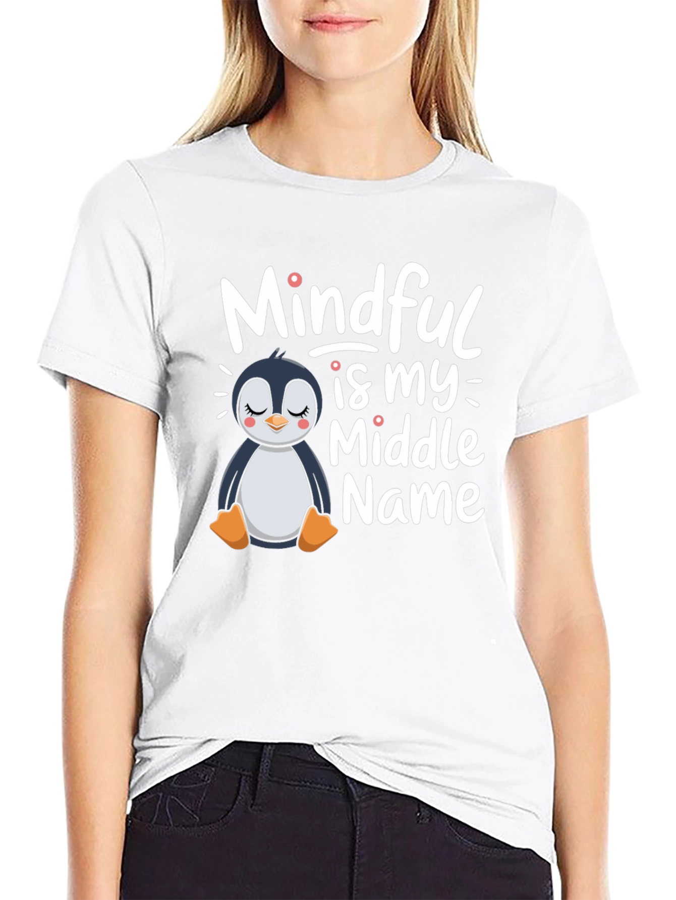 Mindful Is My Middle Name Penguin T-Shirt