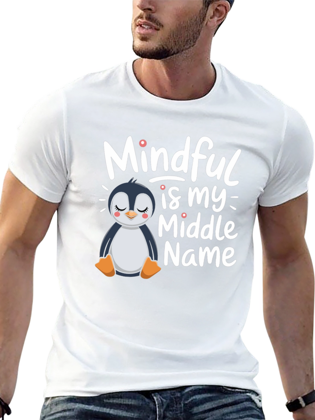 Mindful Is My Middle Name Penguin T-Shirt