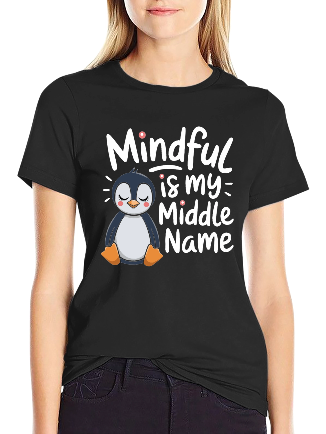 Mindful Is My Middle Name Penguin T-Shirt