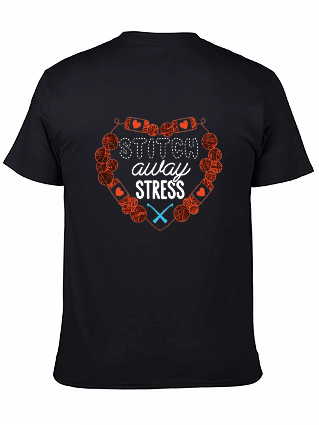 Stitch Away Stress Black Cotton T-Shirt