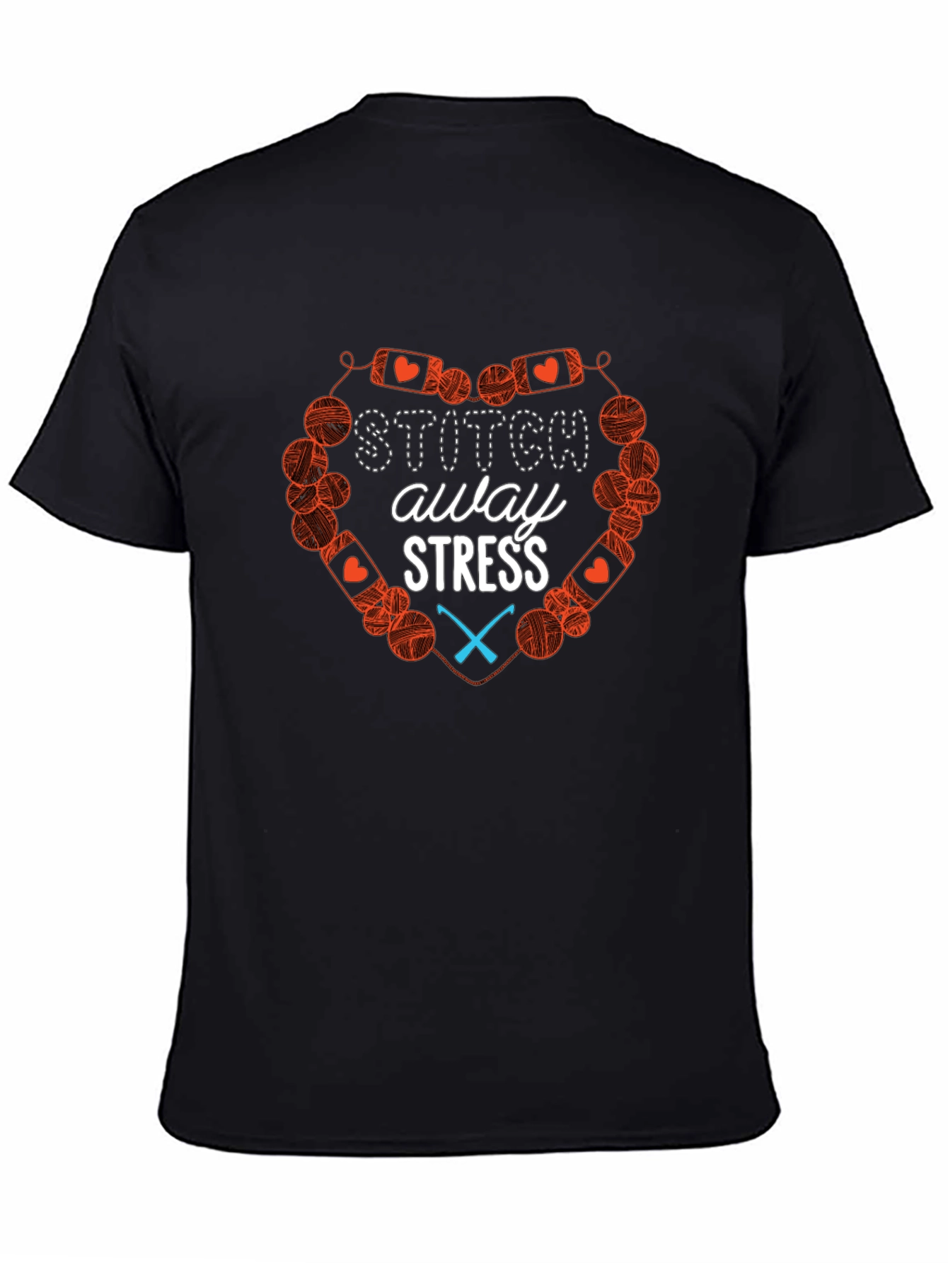 Stitch Away Stress Black Cotton T-Shirt