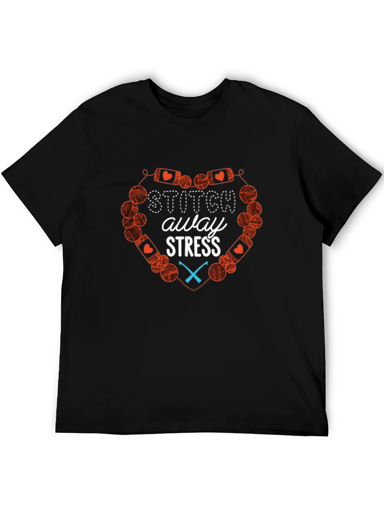 Stitch Away Stress Black Cotton T-Shirt