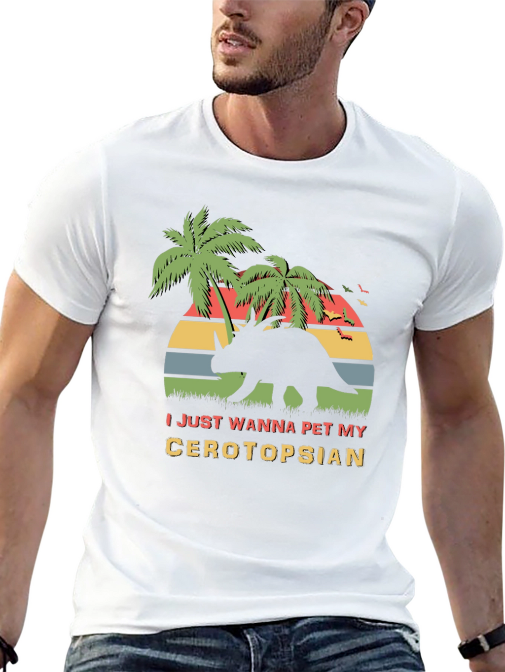 Ceratopsian Pet T-Shirt - Retro Dinosaur Tee