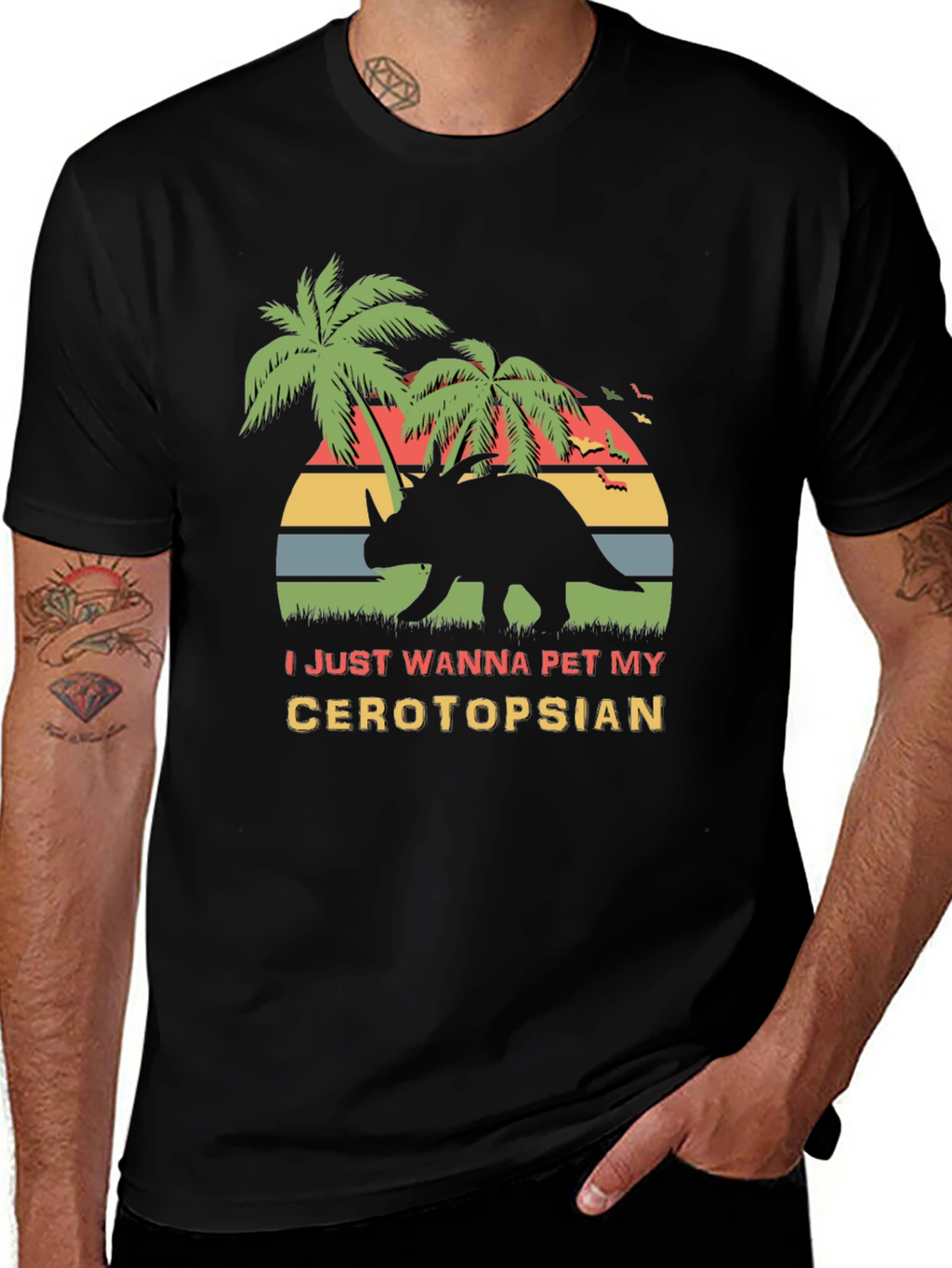 Ceratopsian Pet T-Shirt - Retro Dinosaur Tee