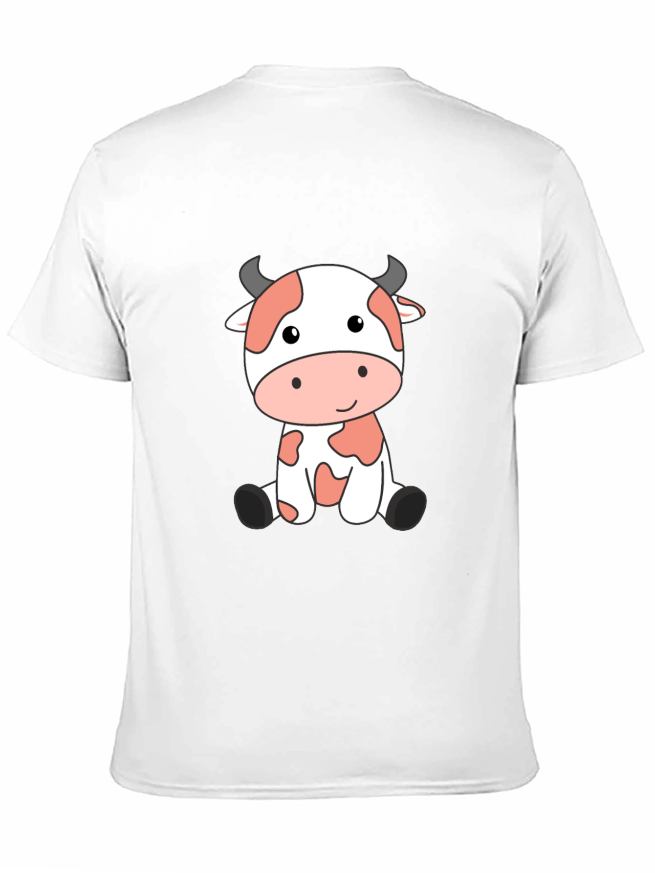 Cute Cow Cartoon Black T-Shirt