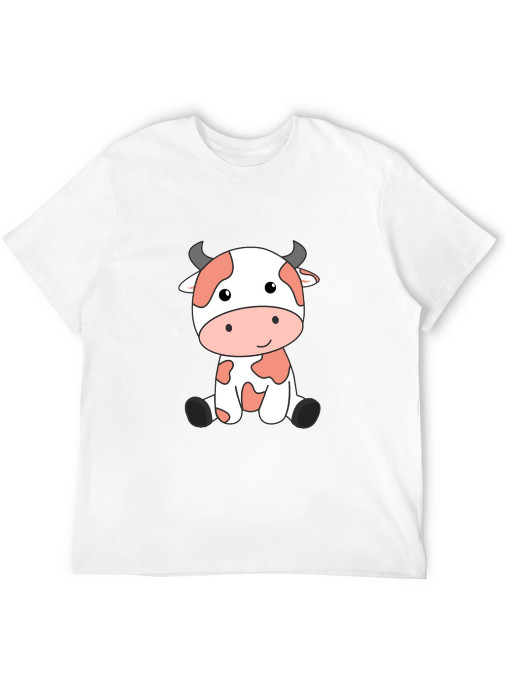 Cute Cow Cartoon Black T-Shirt