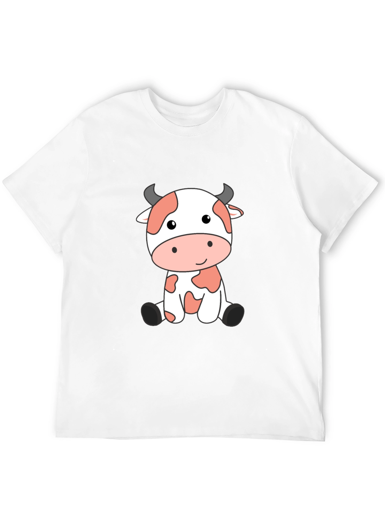 Cute Cow Cartoon Black T-Shirt