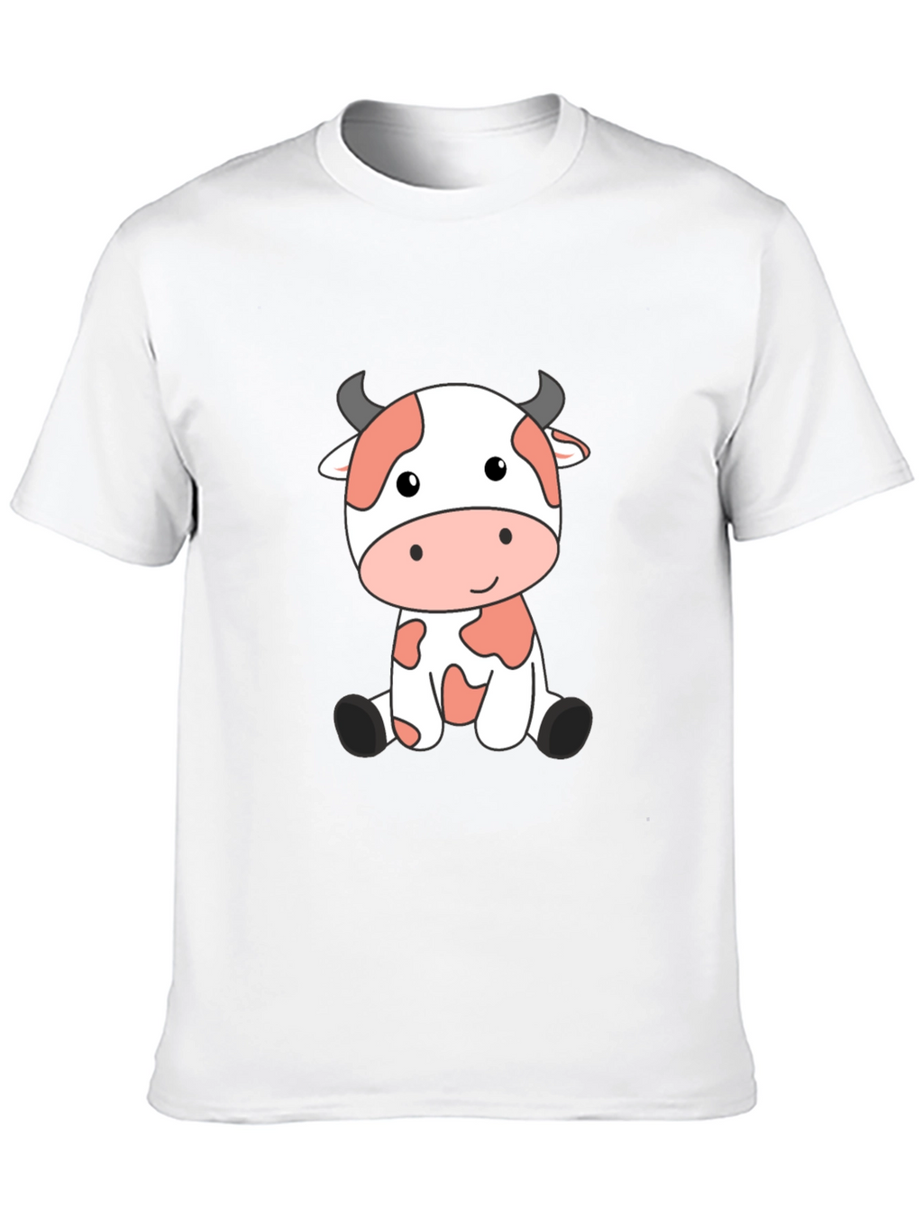 Cute Cow Cartoon Black T-Shirt