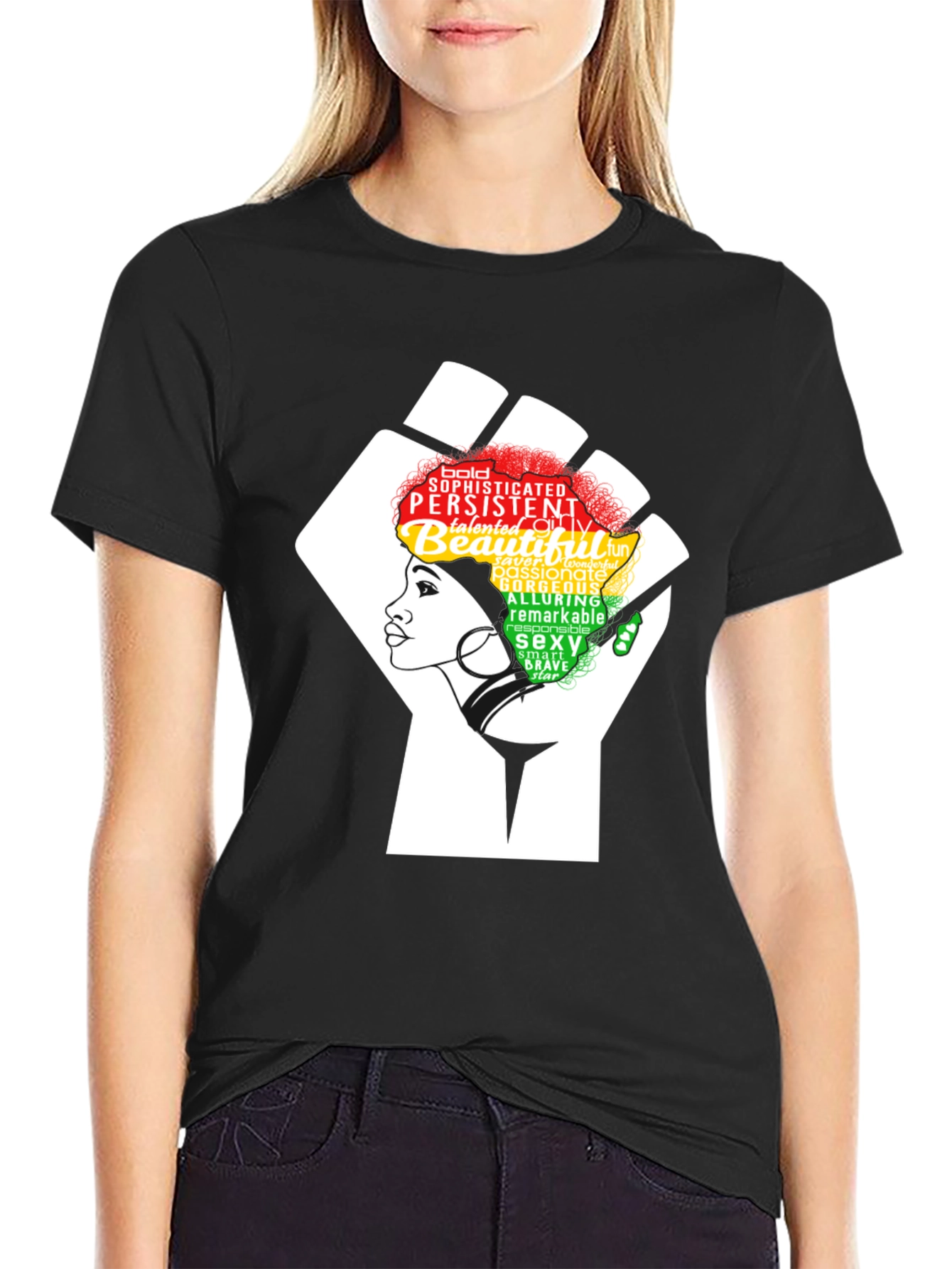 Empowered Woman Fist T-Shirt: Black Pride