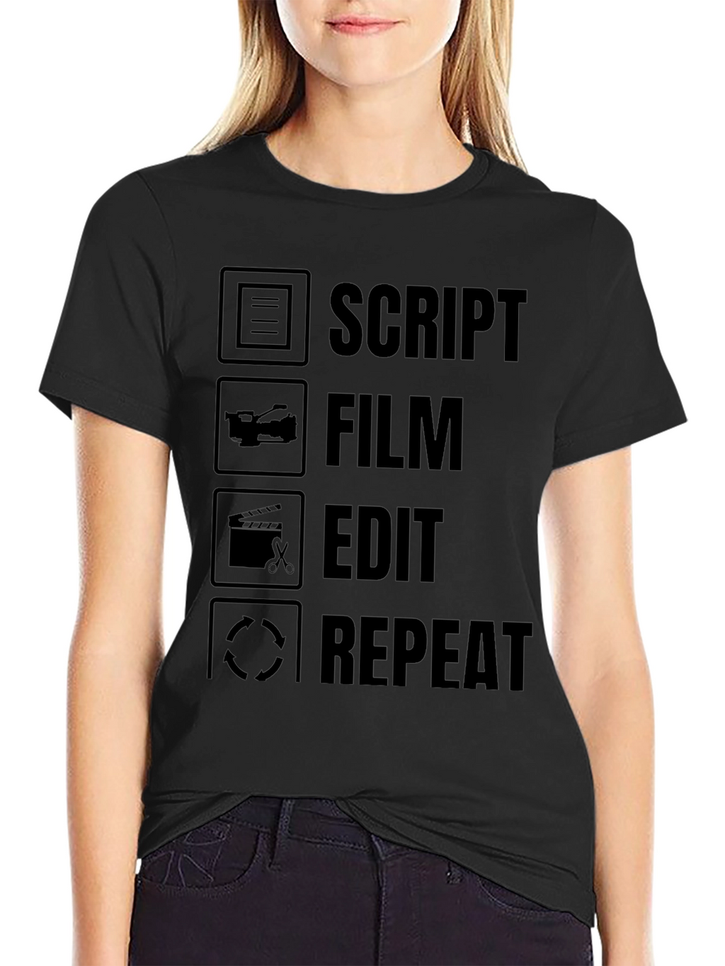 Script Film Edit Repeat - Filmmaker T-Shirt
