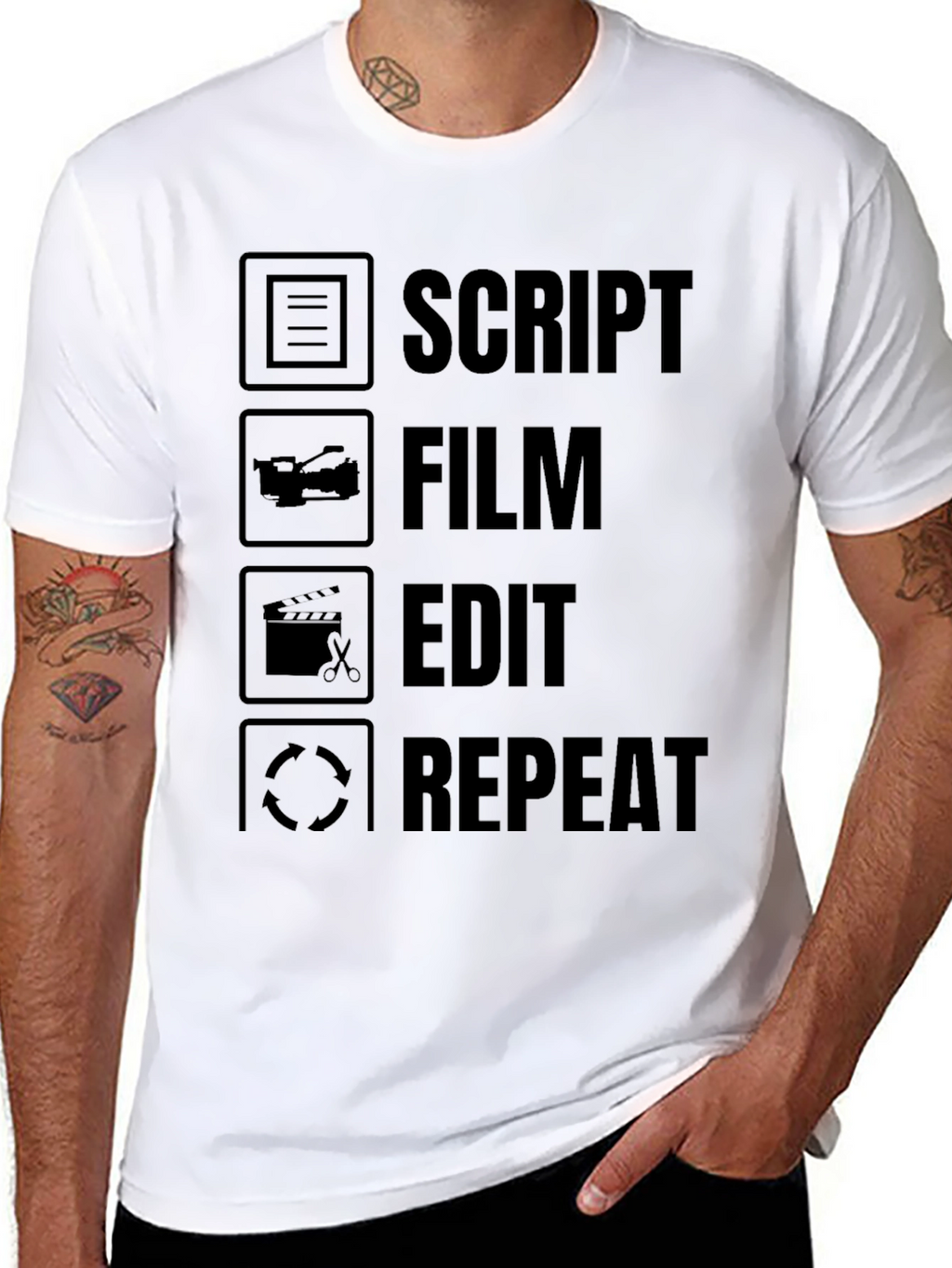 Script Film Edit Repeat - Filmmaker T-Shirt