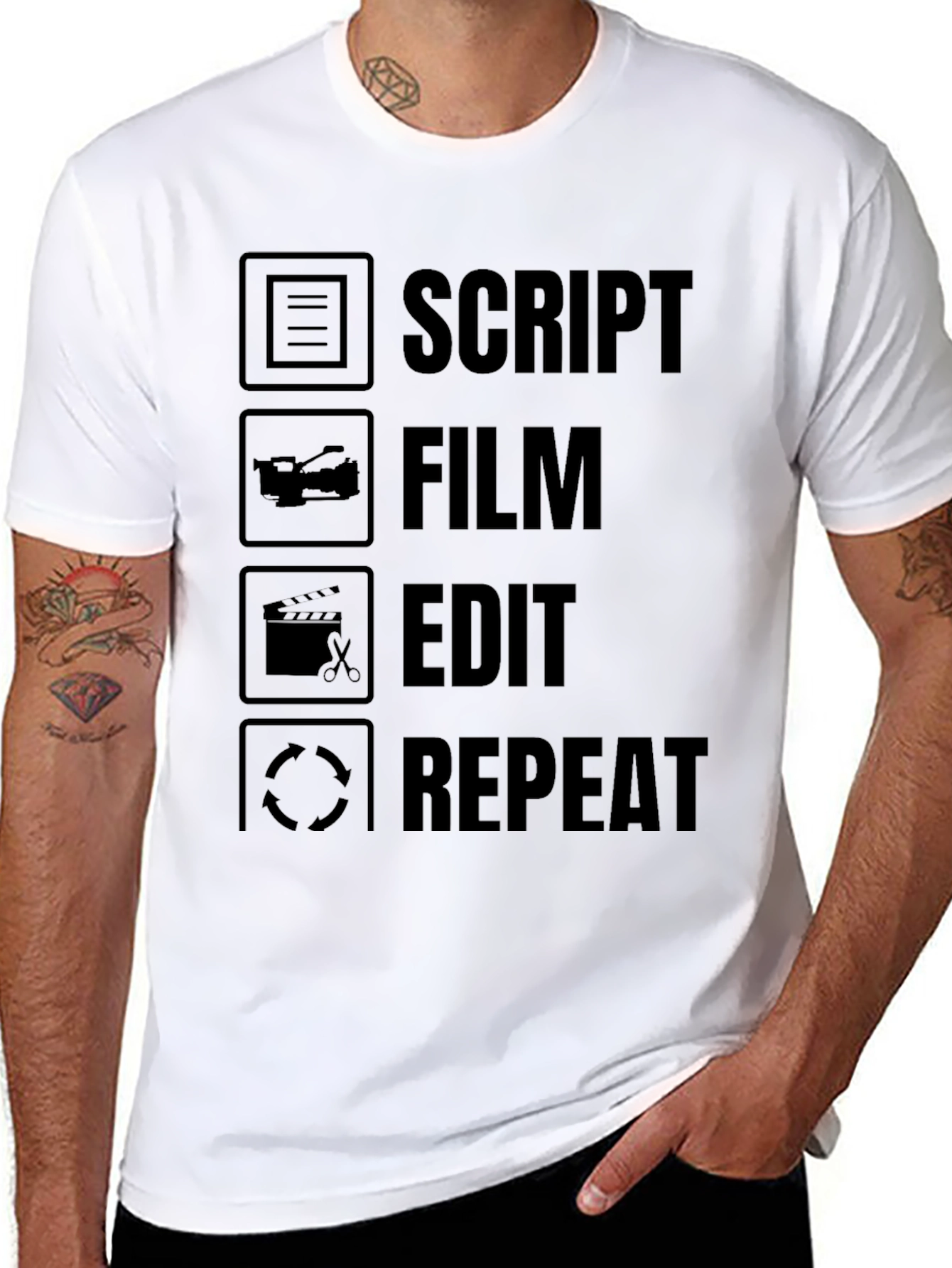 Script Film Edit Repeat - Filmmaker T-Shirt