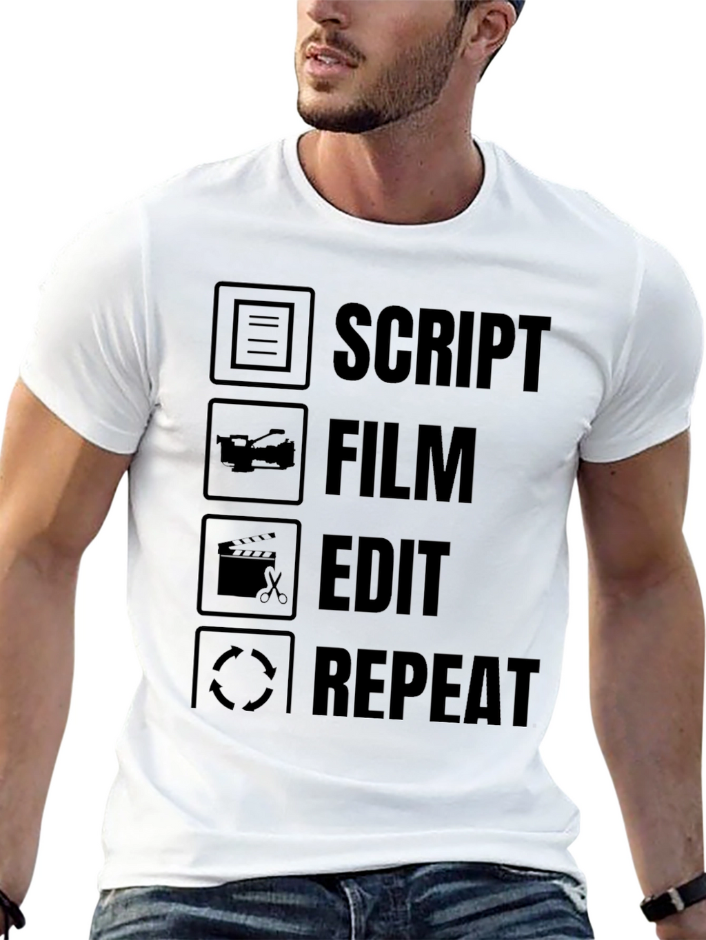 Script Film Edit Repeat - Filmmaker T-Shirt