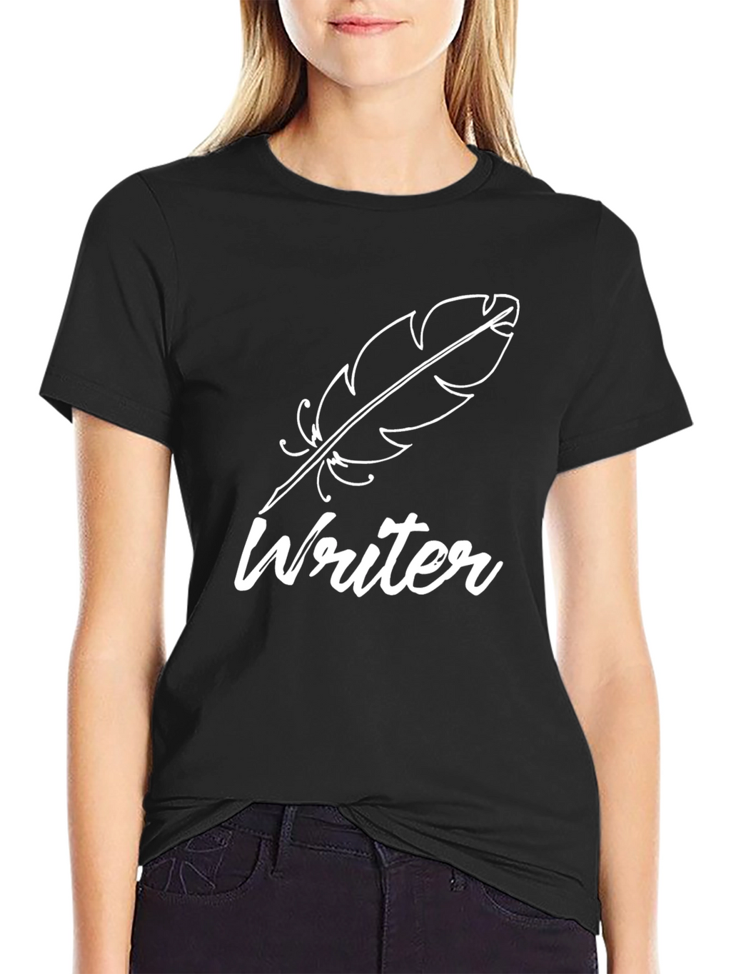 Writer Feather Black T-Shirt