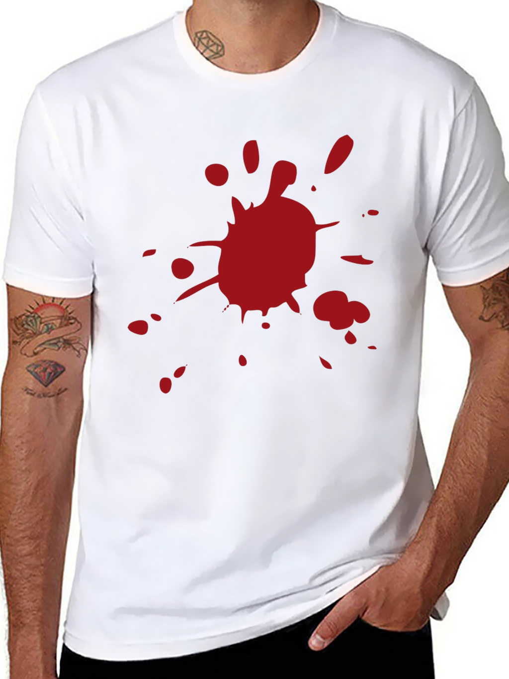 Red Splatter Graphic Black T-Shirt