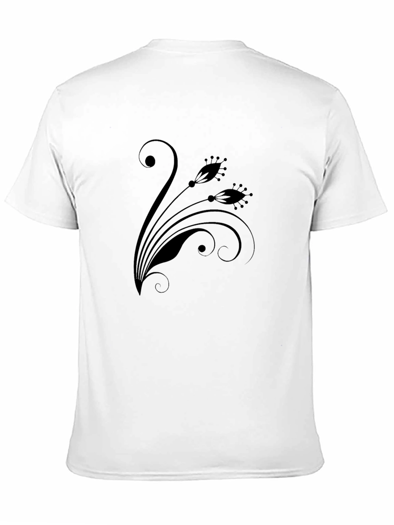 Elegant Black Floral Print Crew Neck T-Shirt