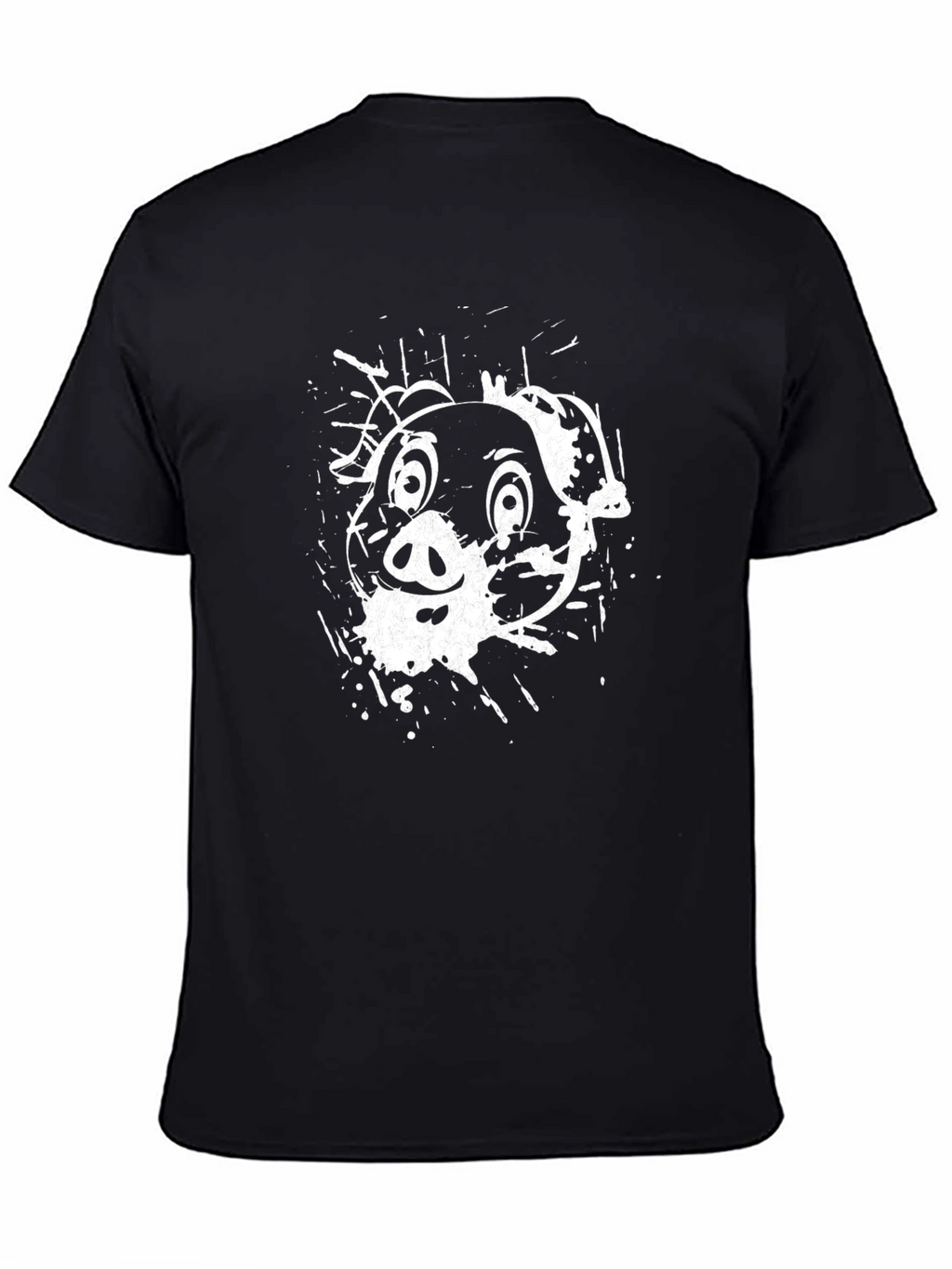 Abstract Pig Graphic Tee - Stylish Black Cotton T-Shirt