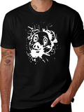 Abstract Pig Graphic Tee - Stylish Black Cotton T-Shirt
