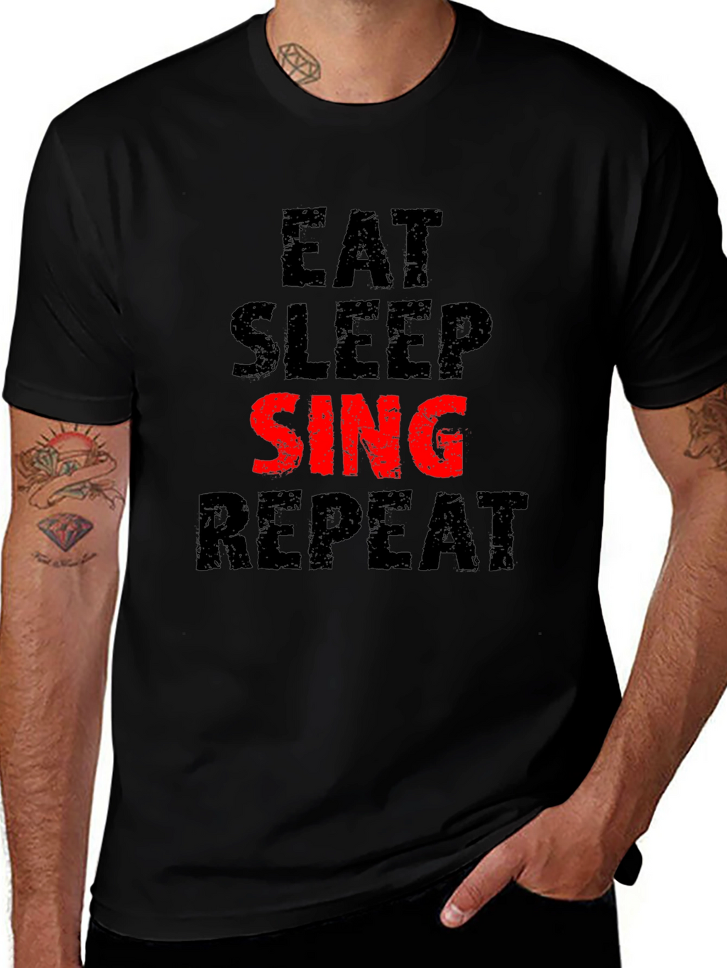 Eat Sleep Sing Repeat Black T-Shirt