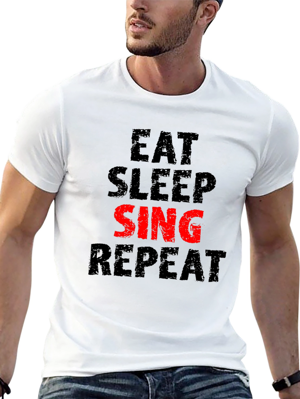 Eat Sleep Sing Repeat Black T-Shirt