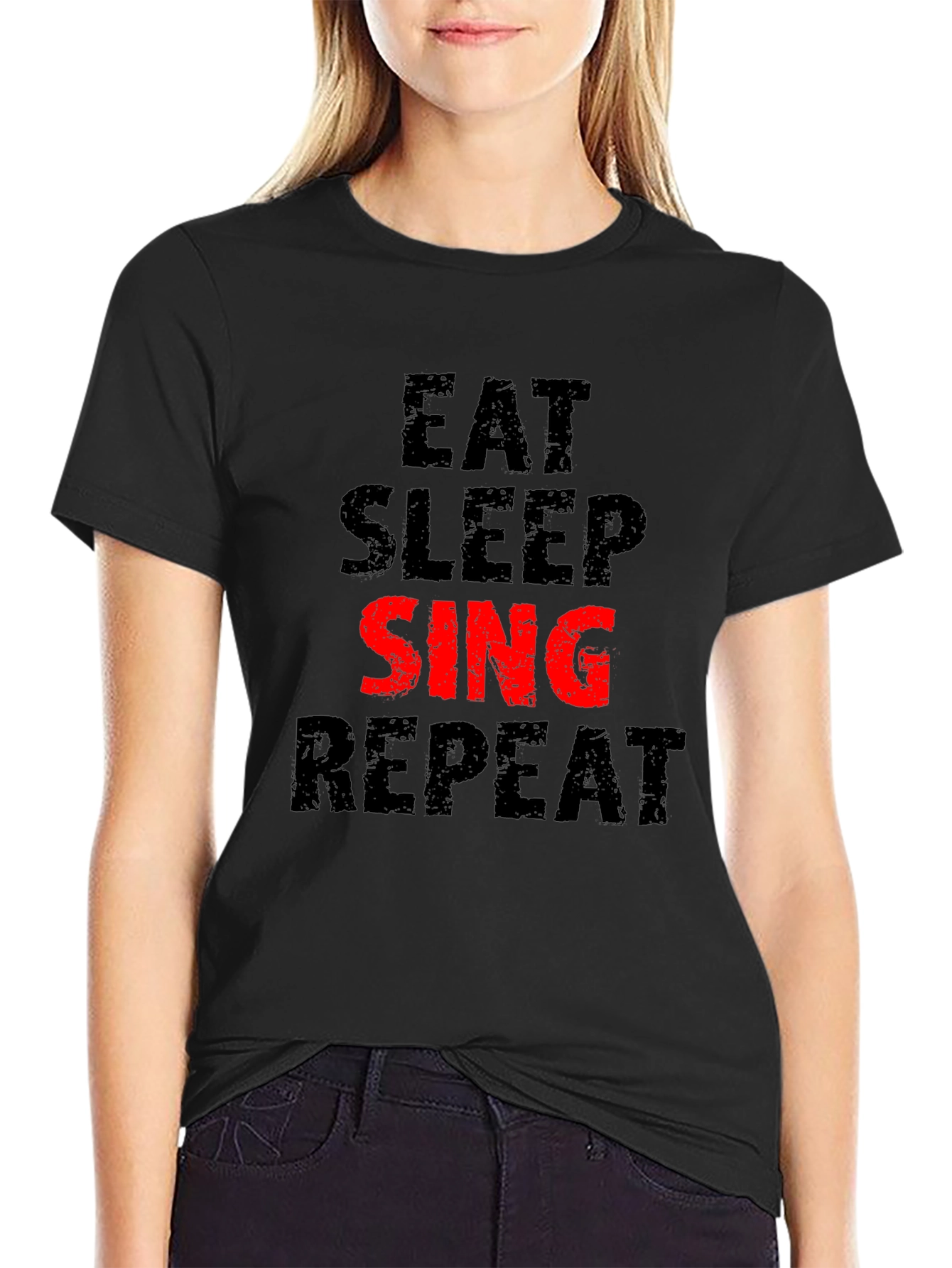 Eat Sleep Sing Repeat Black T-Shirt