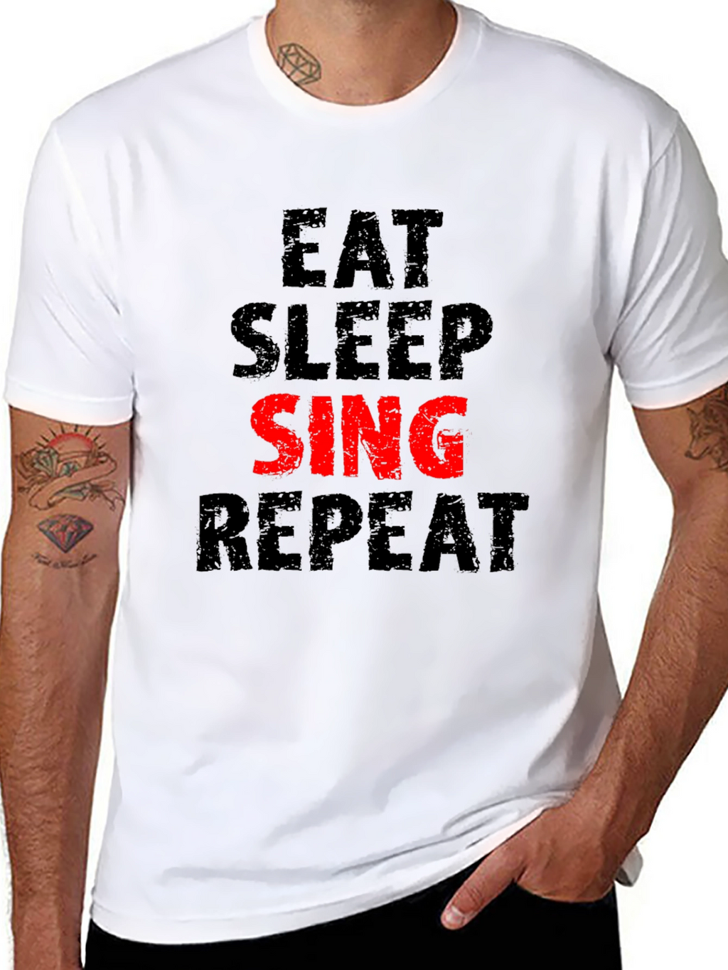 Eat Sleep Sing Repeat Black T-Shirt