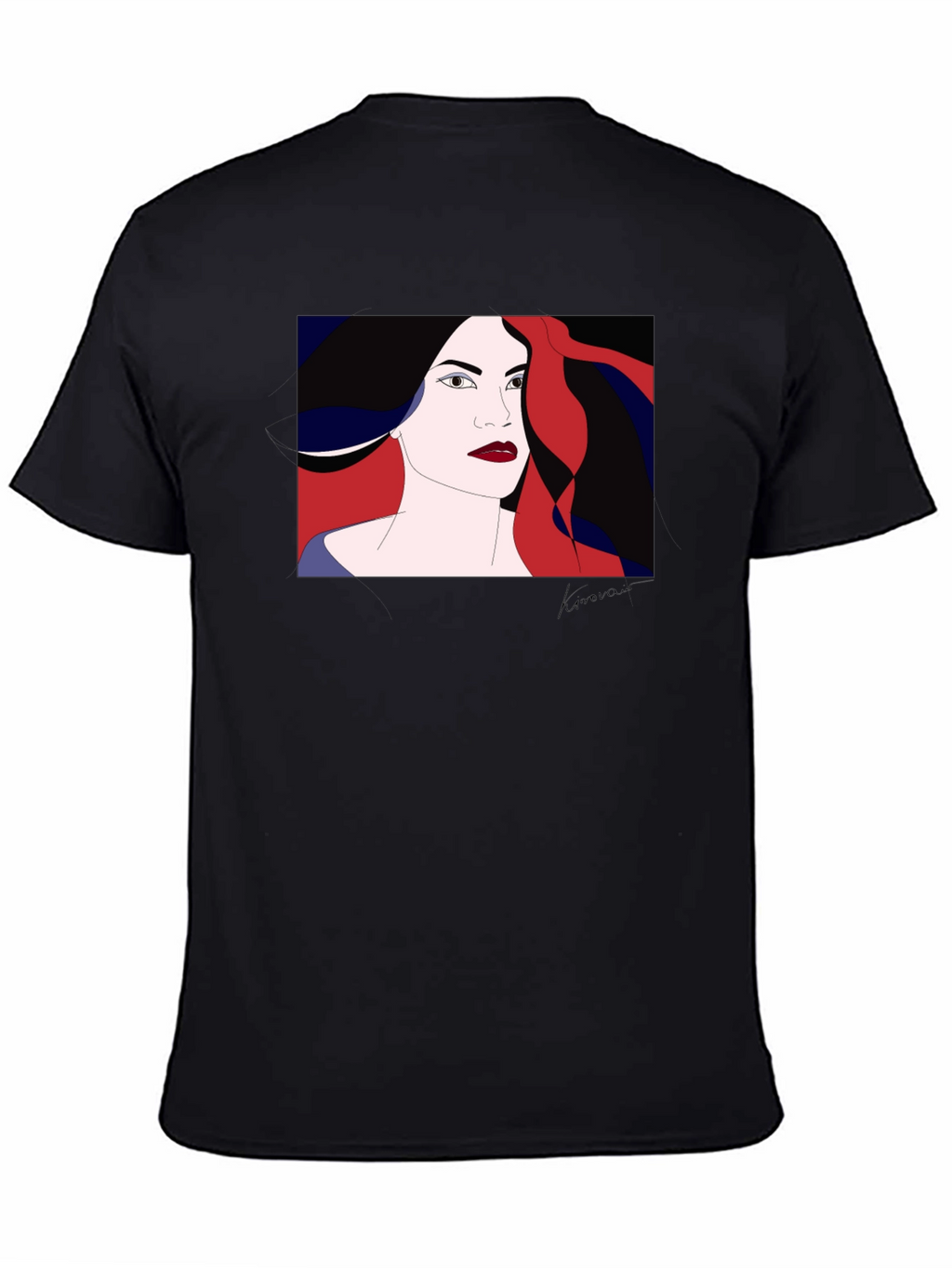 Abstract Woman Graphic Black T-Shirt