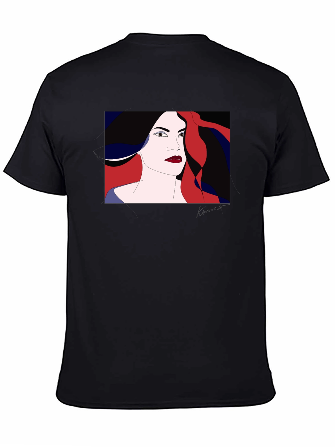 Abstract Woman Graphic Black T-Shirt