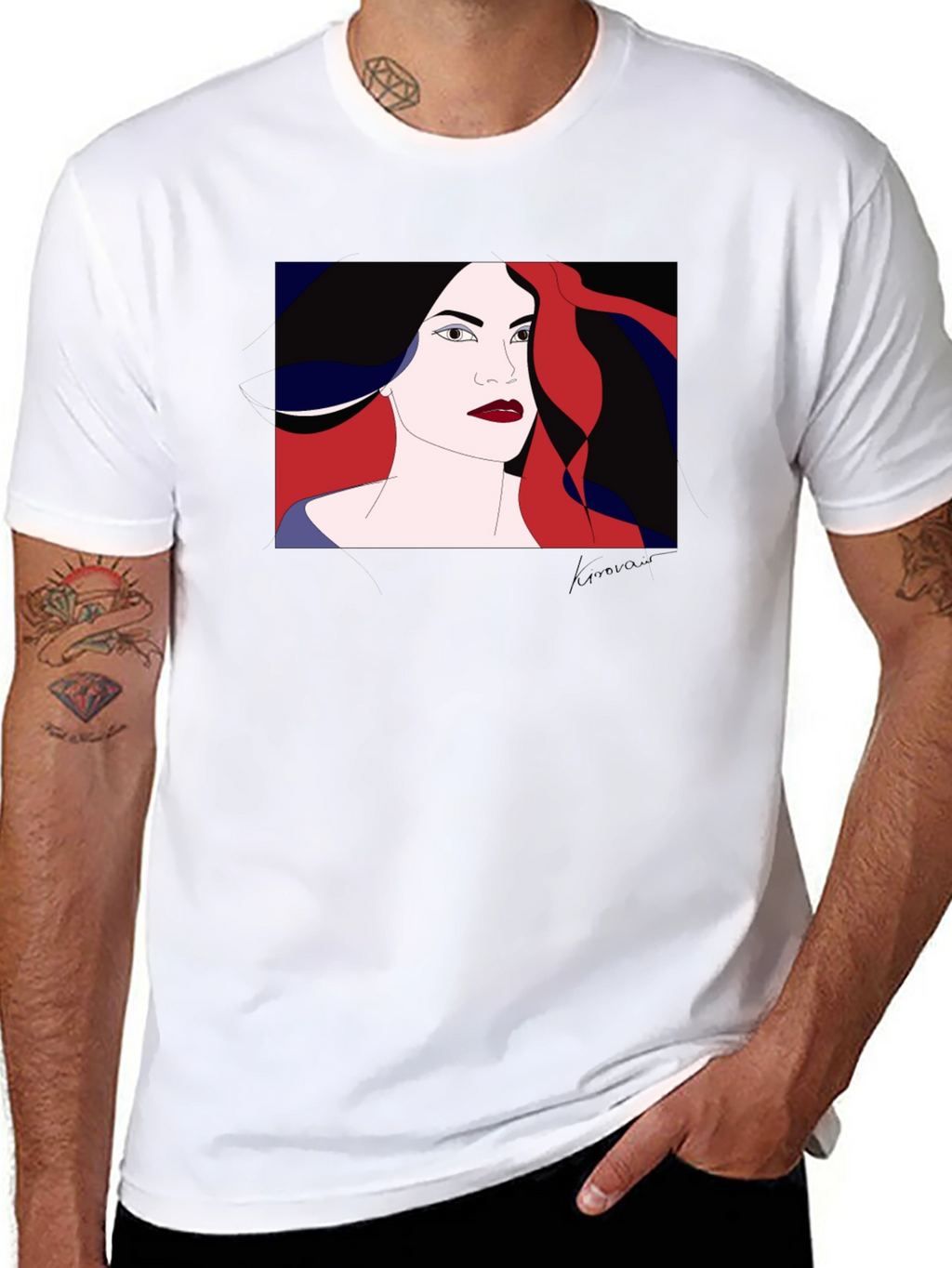 Abstract Woman Graphic Black T-Shirt