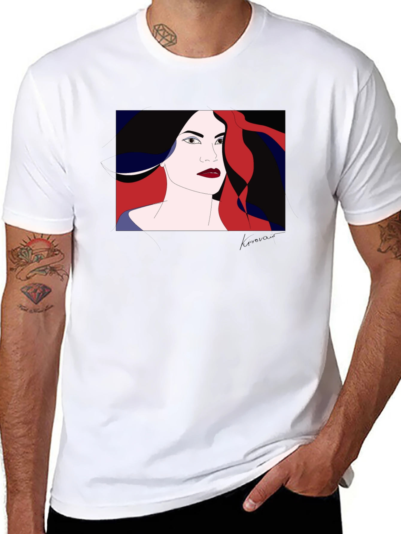 Abstract Woman Graphic Black T-Shirt