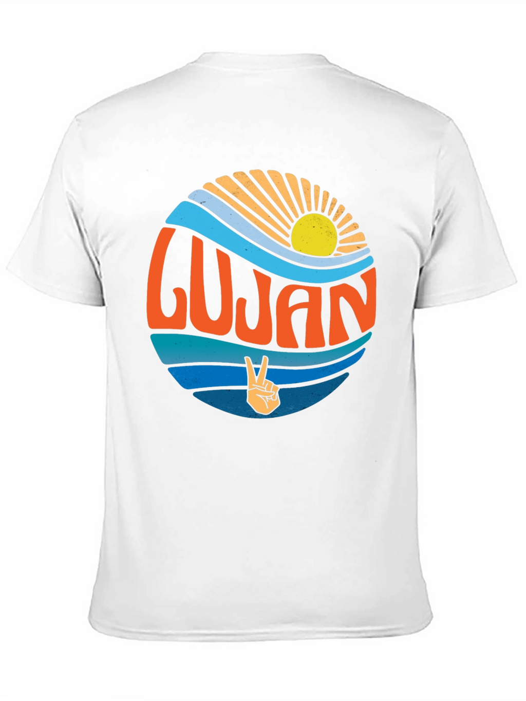 Lujan Retro Sun & Peace Sign Black T-Shirt