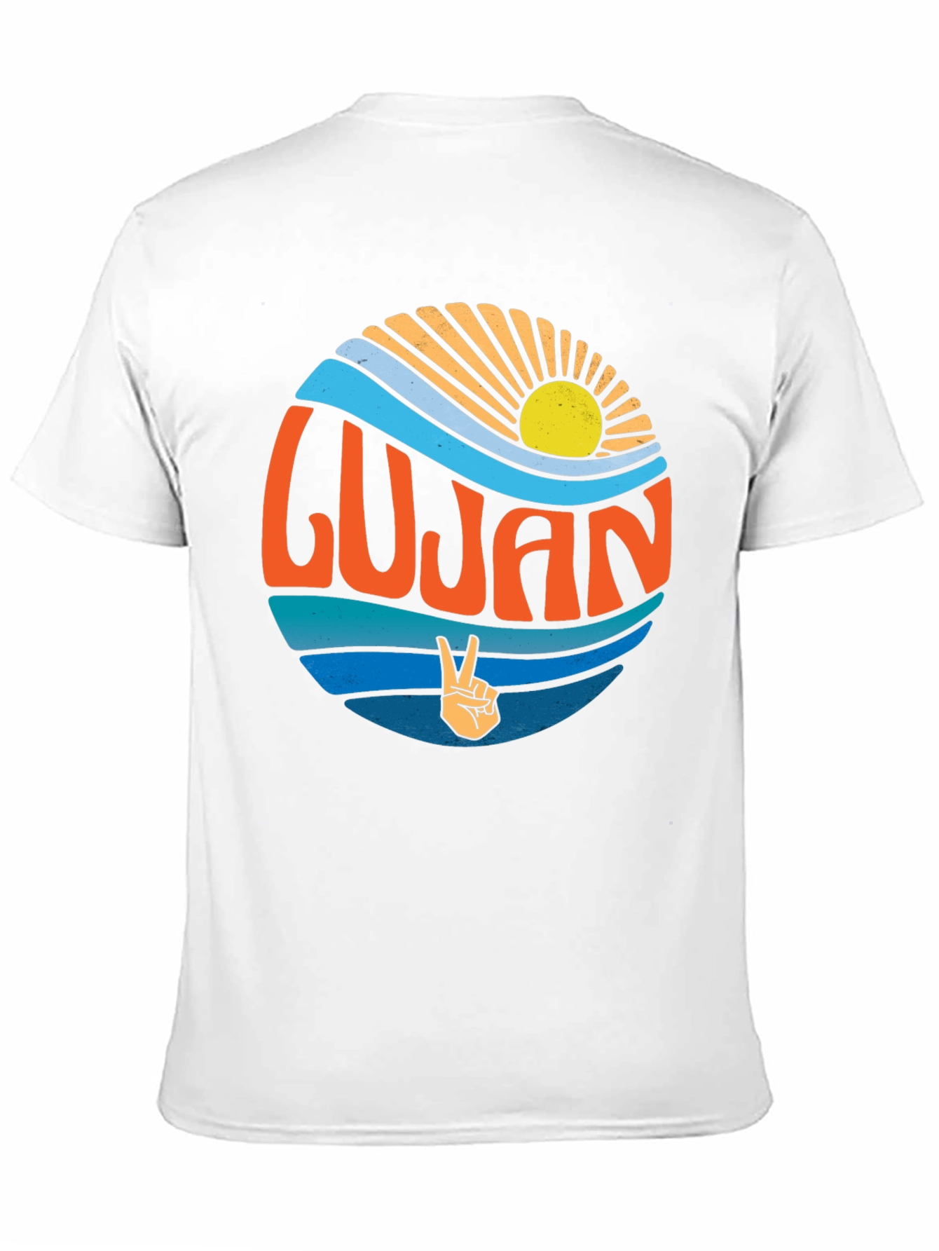 Lujan Retro Sun & Peace Sign Black T-Shirt