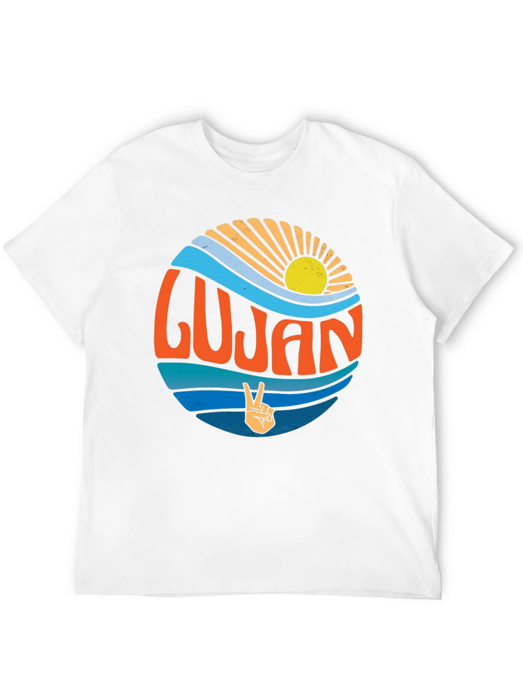 Lujan Retro Sun & Peace Sign Black T-Shirt