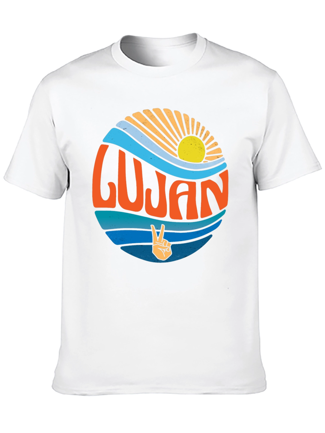 Lujan Retro Sun & Peace Sign Black T-Shirt