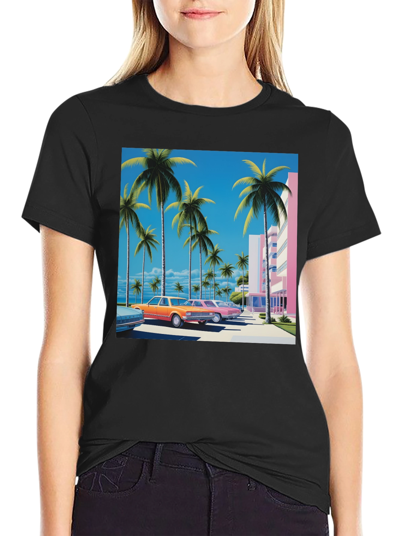 Miami Vice Style Retro Palm Tree T-Shirt