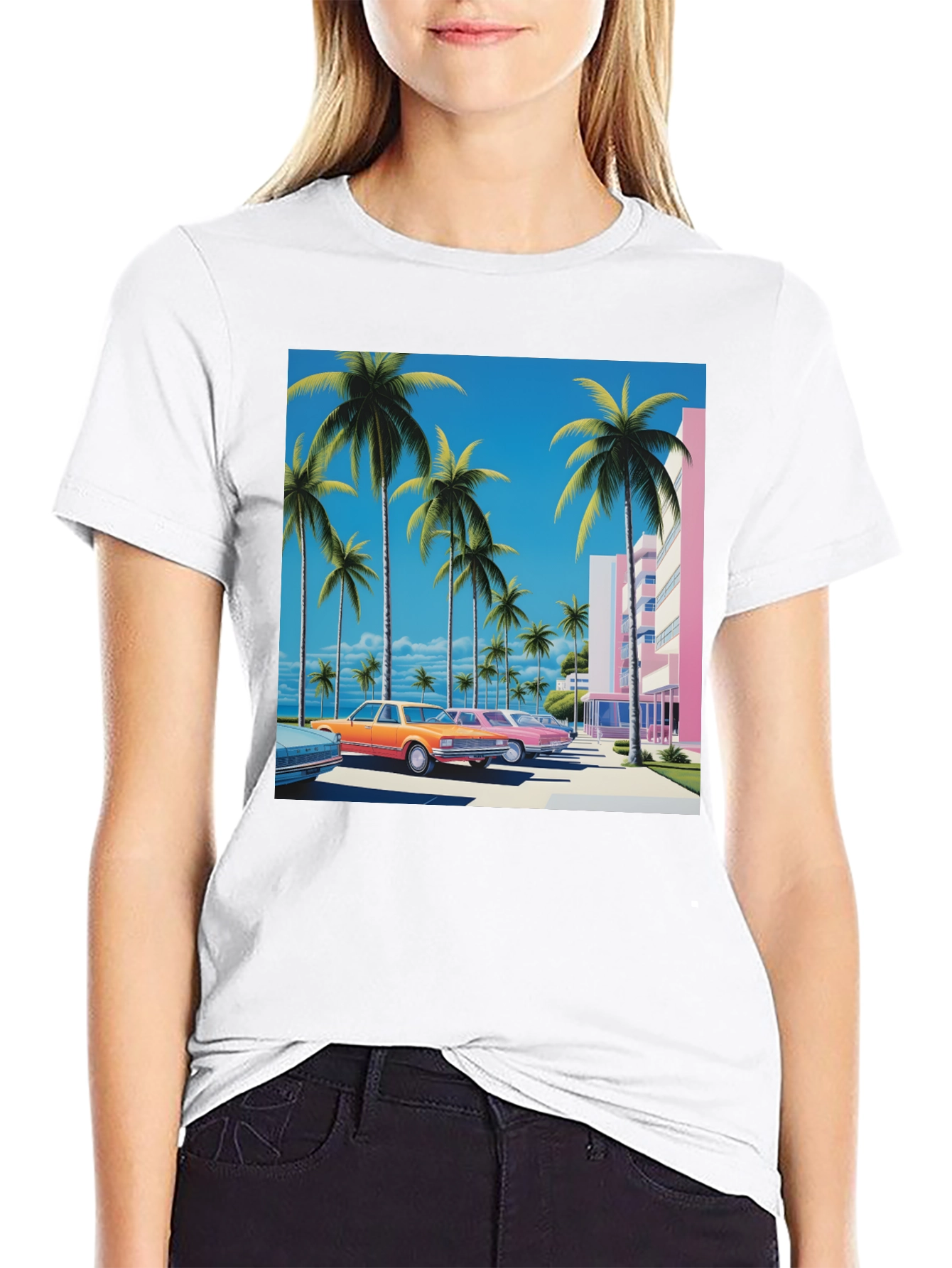 Miami Vice Style Retro Palm Tree T-Shirt