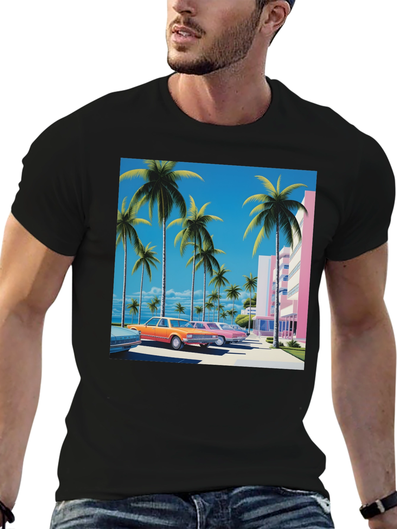 Miami Vice Style Retro Palm Tree T-Shirt
