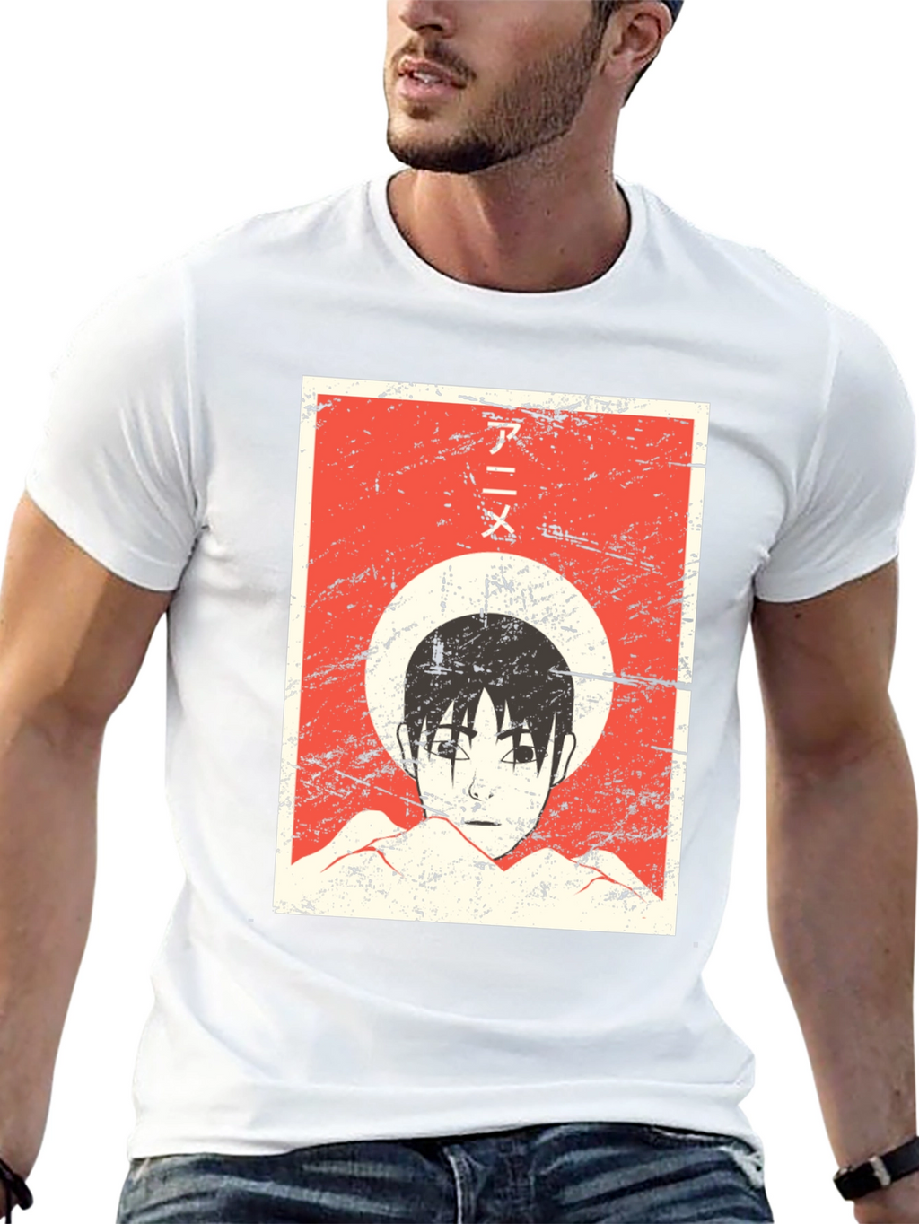 Anime Graphic Tee - Grunge Aesthetic Black T-Shirt