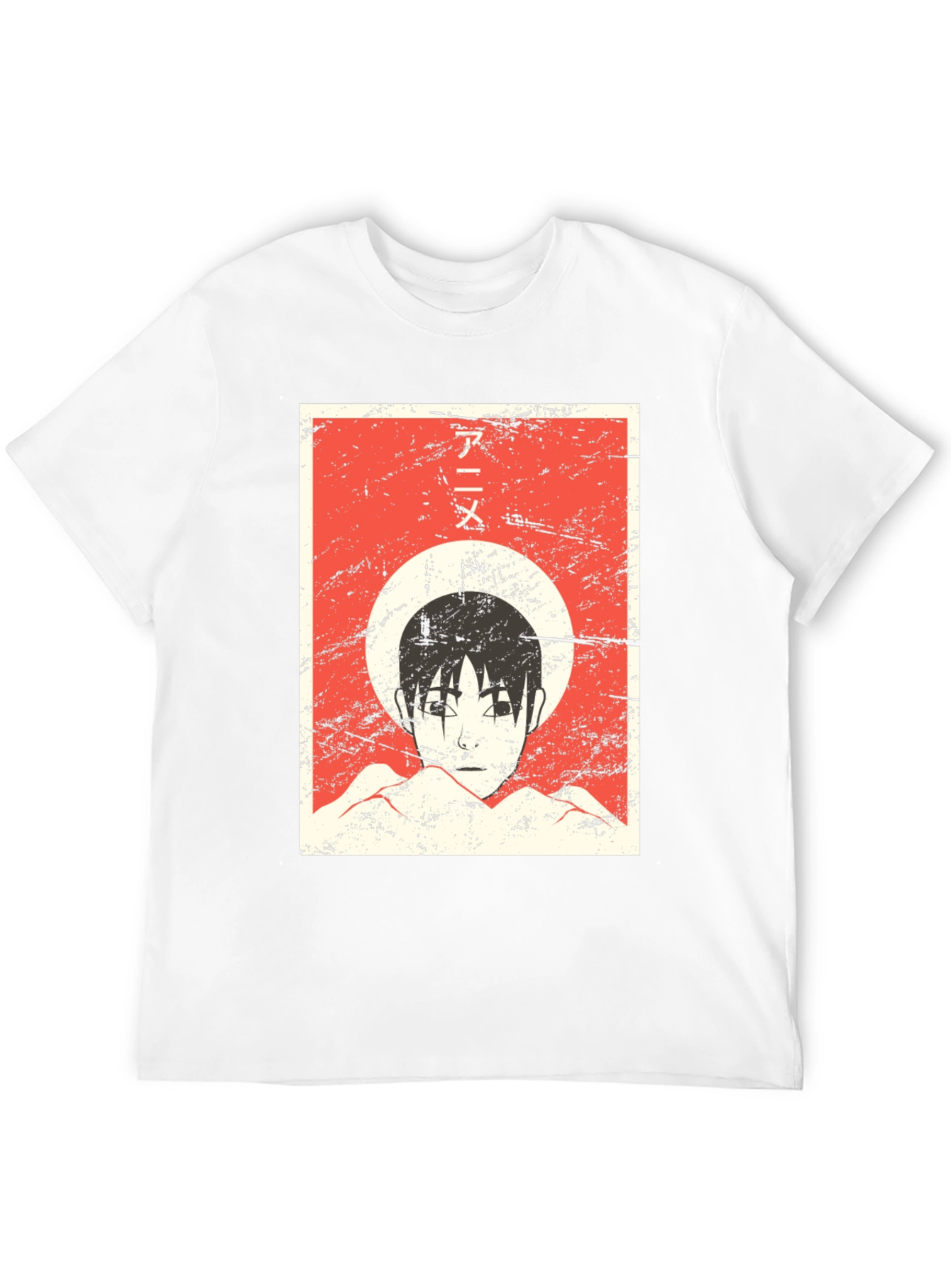 Anime Graphic Tee - Grunge Aesthetic Black T-Shirt