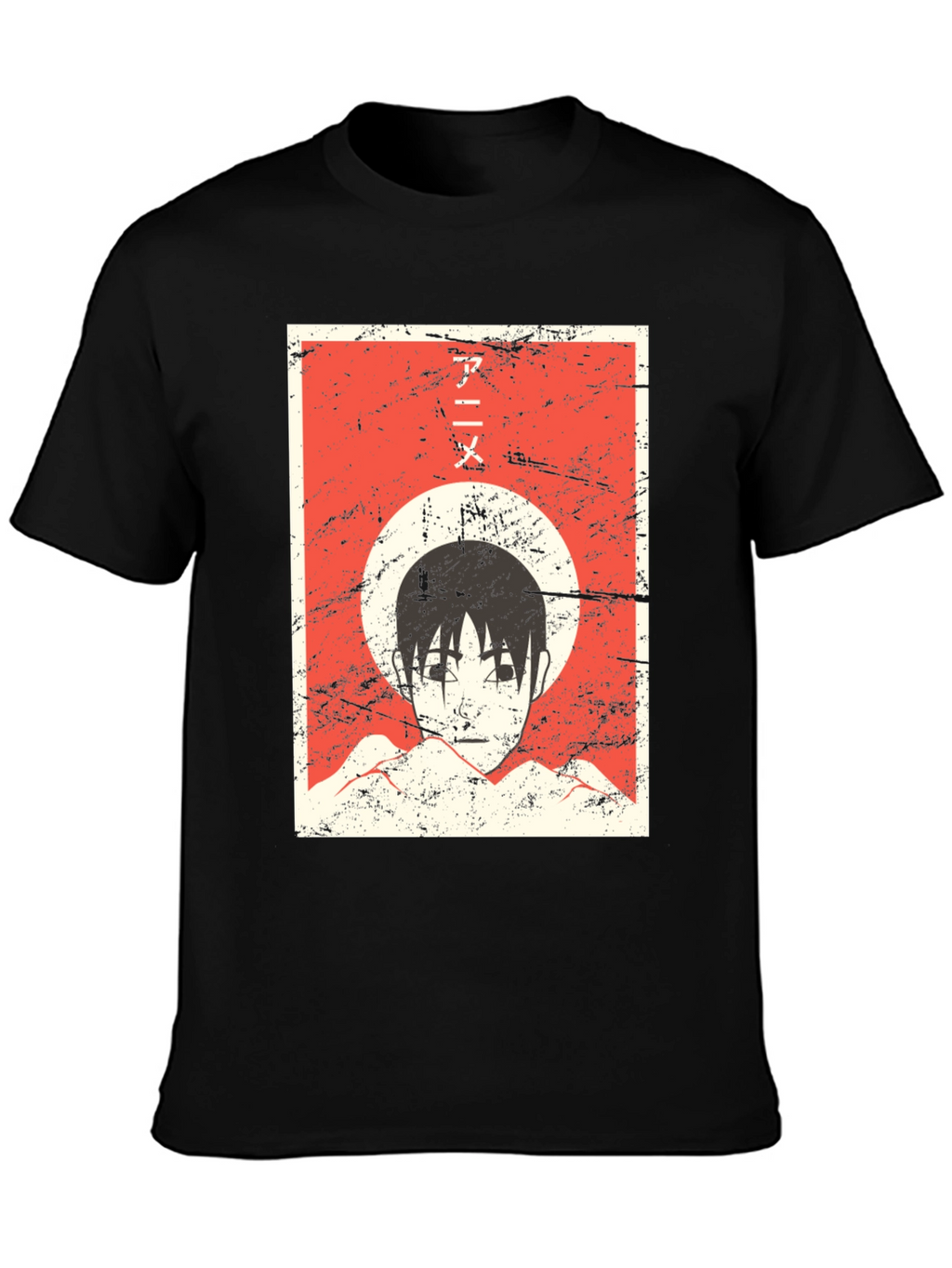 Anime Graphic Tee - Grunge Aesthetic Black T-Shirt