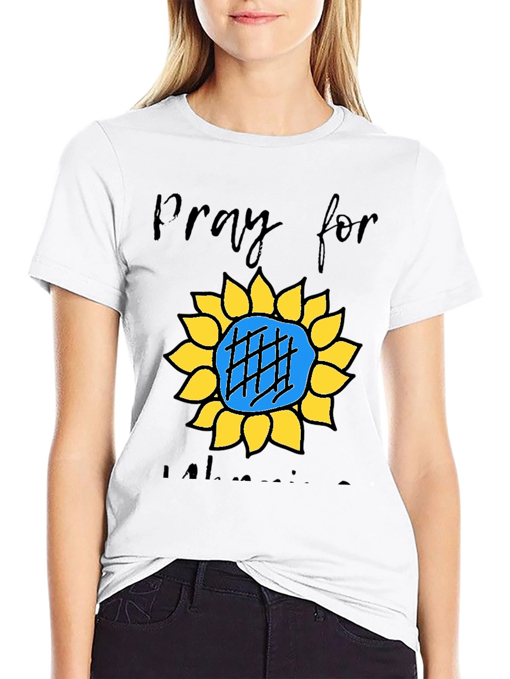Pray for Ukraine T-Shirt Sunflower Design