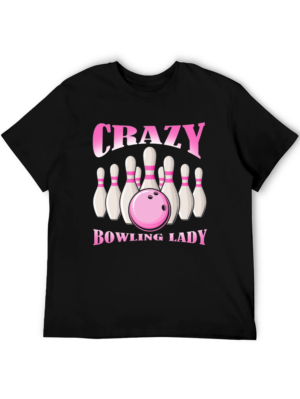 Crazy Bowling Lady T-Shirt - Black