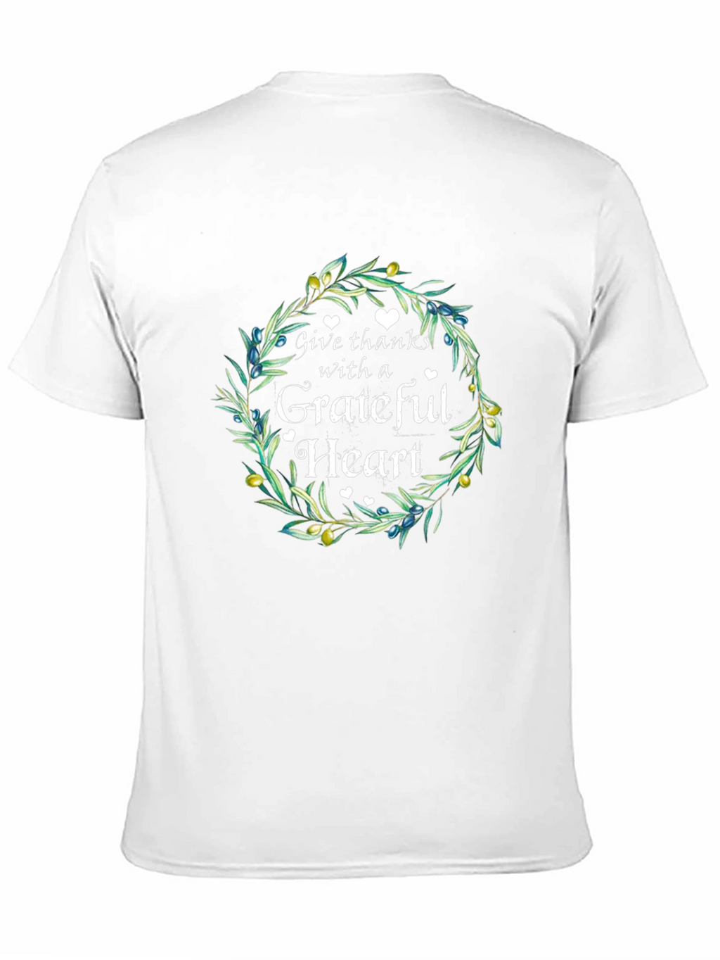 Grateful Heart Graphic Tee - Olive Branch Wreath