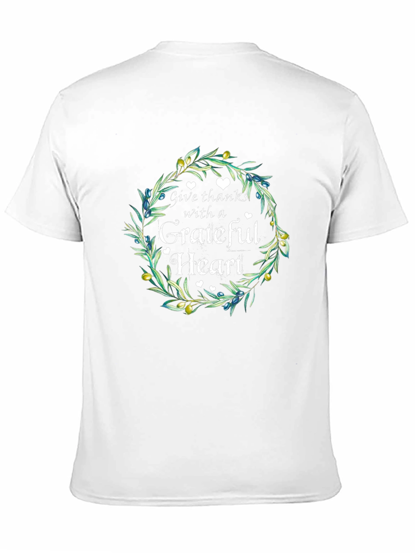 Grateful Heart Graphic Tee - Olive Branch Wreath