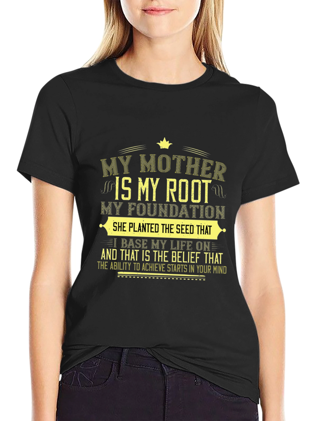My Mother My Root Black Graphic T-Shirt