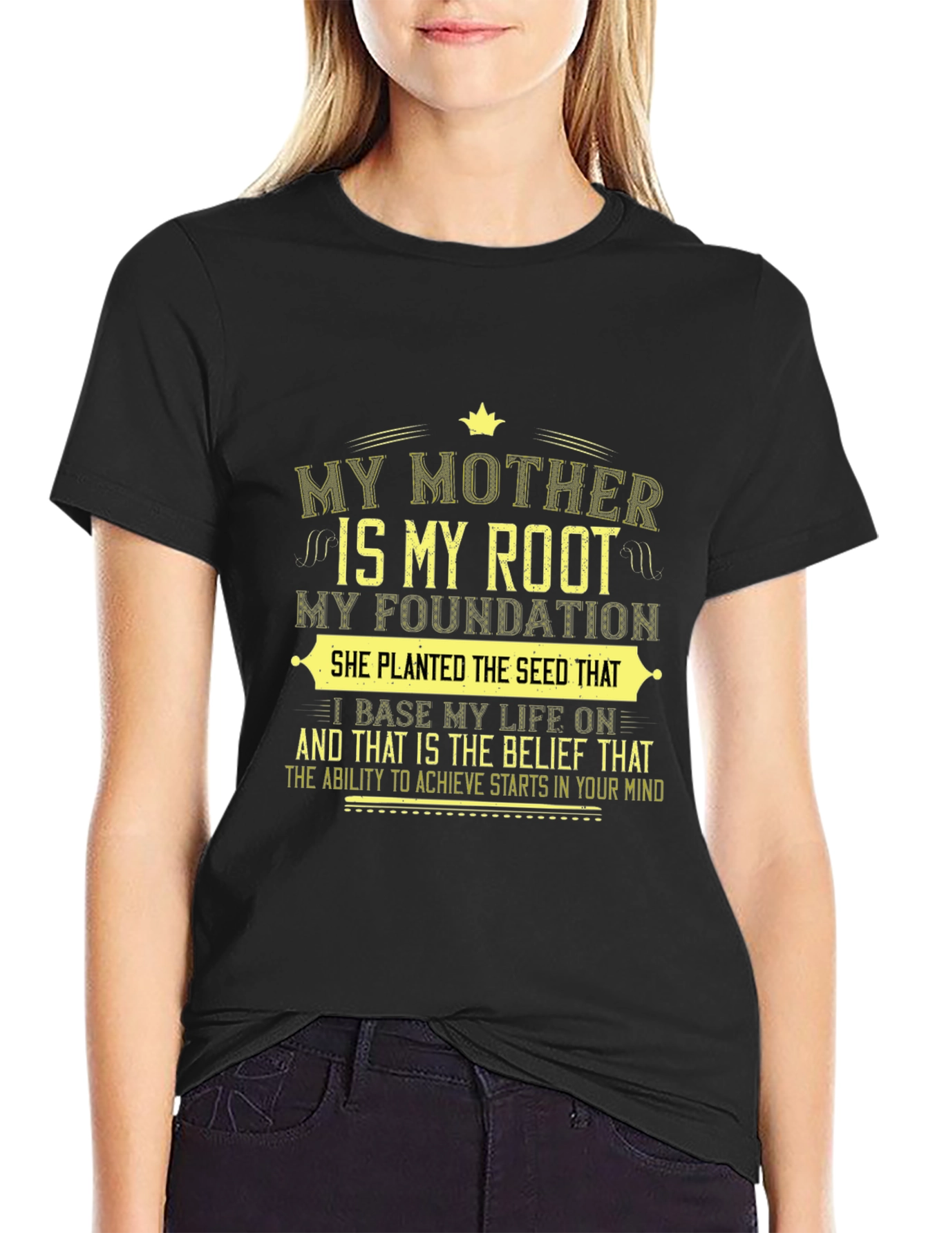 My Mother My Root Black Graphic T-Shirt