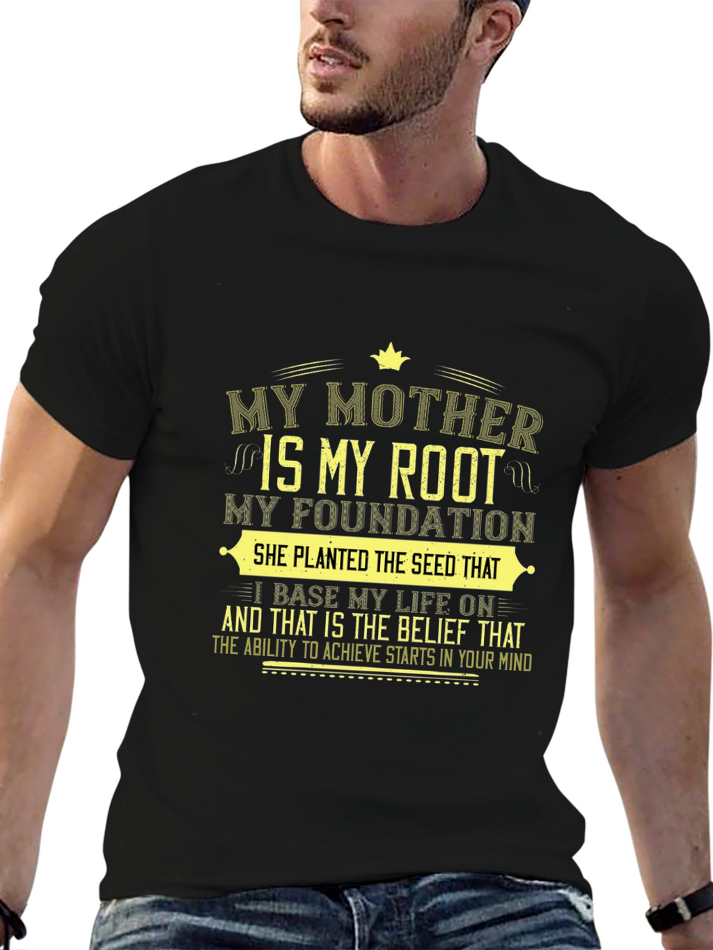 My Mother My Root Black Graphic T-Shirt