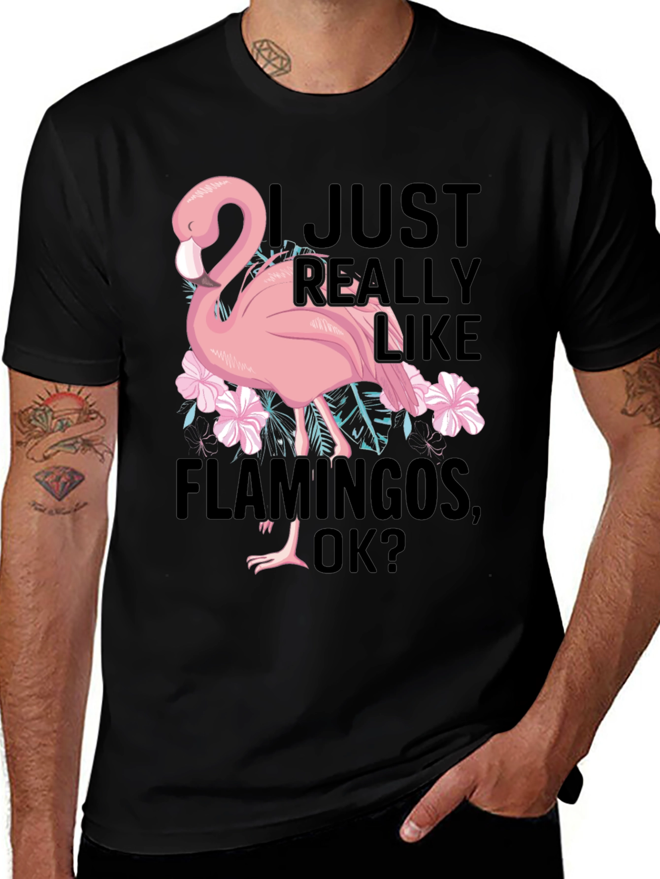 Funny Flamingo Graphic T-Shirt - I Just Really Like Flamingos